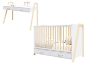 Łóżeczka i kojce - Łóżeczko dziecięce i Biurko biało-sosna 2w1 Luna 120x60 - miniaturka - grafika 1