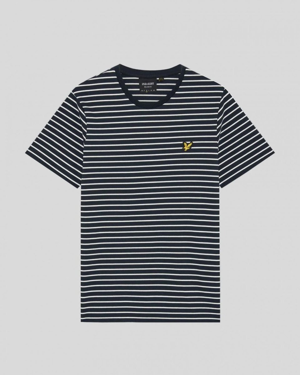 T-shirt męskie lyle and scott 1874 ts2408v pique breton T-shirt w403 dark granatowy/biały
