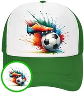 Czapki i chusty sportowe męskie - Czapka z Daszkiem Piłka Nożna Zielona z Nadrukiem Na Lato Siatka Bejsbolówka - miniaturka - grafika 1