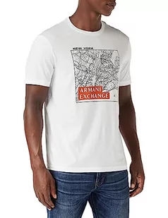 Armani Exchange Męski T-Shirt Regular Fit City Map Pima Cotton Logo Tee T-Shirt, White Ny, M - Koszulki męskie - miniaturka - grafika 1