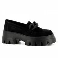 Mokasyny damskie - Czarne zamszowe mokasyny CARINII - Carinii - miniaturka - grafika 1