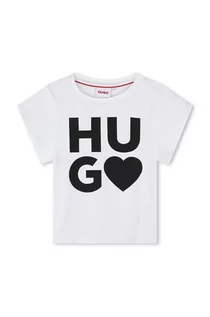 Koszulki dla dziewczynek - HUGO t-shirt dziecięcy kolor biały - Hugo - grafika 1