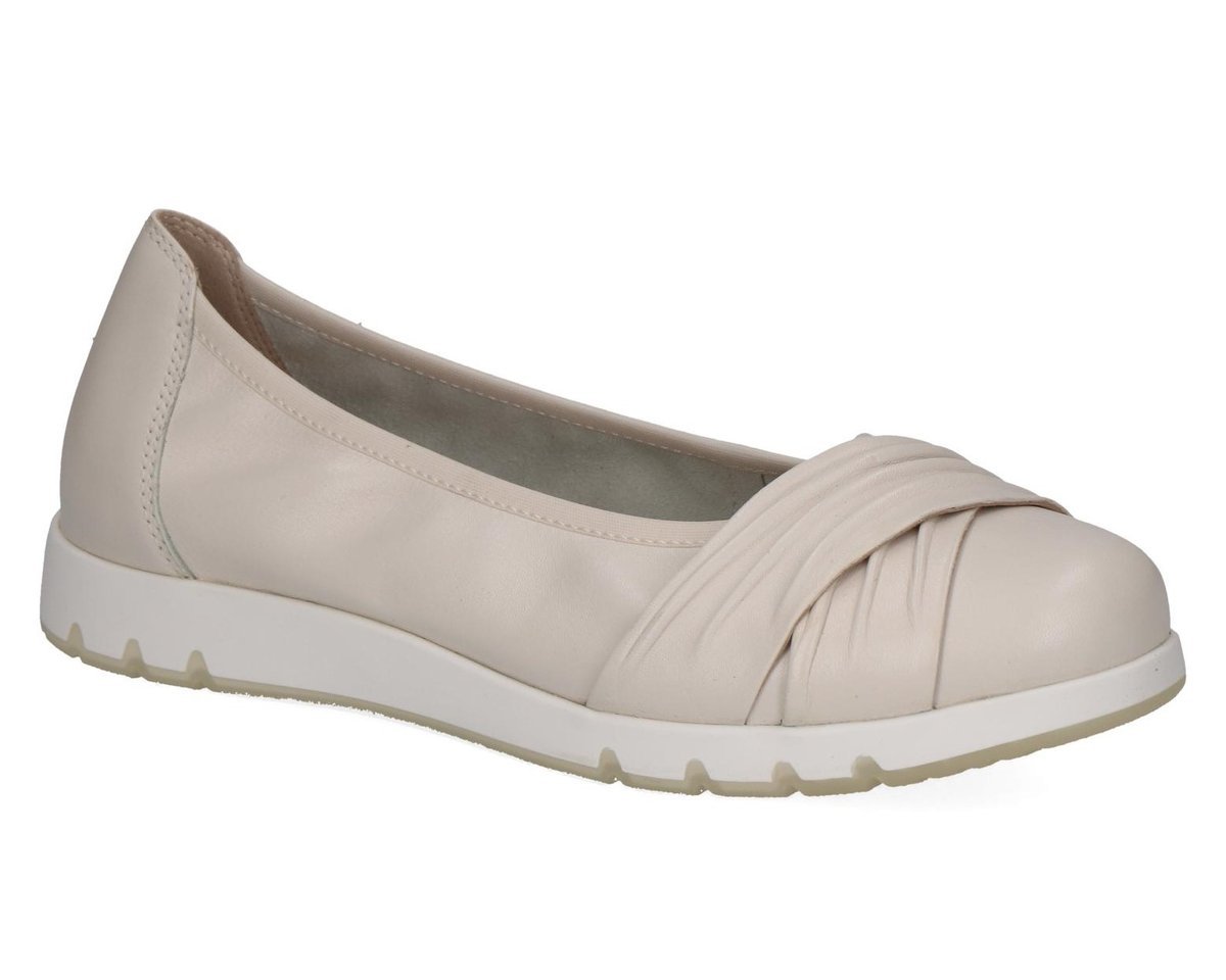 Baleriny damskie skórzane tęgość H wygodne Caprice 22118 złamana biel-37