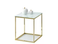 Ławy i stoliki kawowe - PRAKTYCZNY STOLIK KAWOWY BALI S BIAŁY MARMUR ZŁOTY - miniaturka - grafika 1