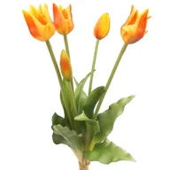 Sztuczne kwiaty - Tulipany silikonowe jak żywe pomarańczowe bukiet 5 sztuk gumowe 40 cm - miniaturka - grafika 1