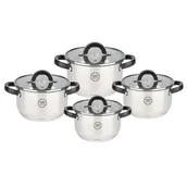 Zestawy garnków i patelni - Zestaw garnków MG Home Black, 8 elementów, stal nierdzewna - miniaturka - grafika 1