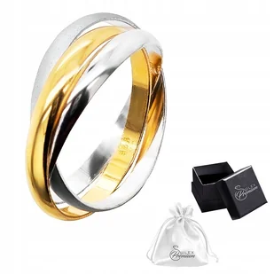 Pierścionek srebro pr. 925 Elegancka Obrączka Potrójna Trzy kolory r. 27 - Pierścionki - miniaturka - grafika 1