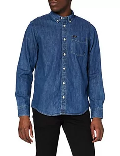 Koszule męskie - Lee Męska koszula biznesowa Button Down, niebieski (Dipped Blue La), S - grafika 1