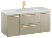 Szafki łazienkowe - Szafka Wisząca Z Umywalką RON 100 cm D - Cappuccino Mat - Uchwyty Złote Szczotkowane - miniaturka - grafika 1