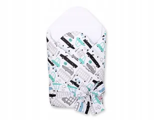 Rożek dla niemowląt usztywniany z wiązaniem - autka szaro-turkusowe - Rożki i beciki Rożek dla niemowląt usztywniany z wiązaniem - autka szaro-turkusowe - Rożki i beciki - miniaturka - grafika 1