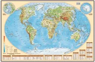 Mapy i plansze edukacyjne - EkoGraf, Świat mapa ścienna fizyczna na podkładzie w drewnianej ramie, 1:60 000 000 - miniaturka - grafika 1