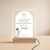 Pamiątka Pierwszej Komunii Świętej - Lampka LED Komunia Święta Chłopiec Personalizowana Imię+data+dedykacja - miniaturka - grafika 1