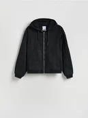 Kurtki męskie - Reserved - Jeansowa kurtka z kapturem - czarny - miniaturka - grafika 1