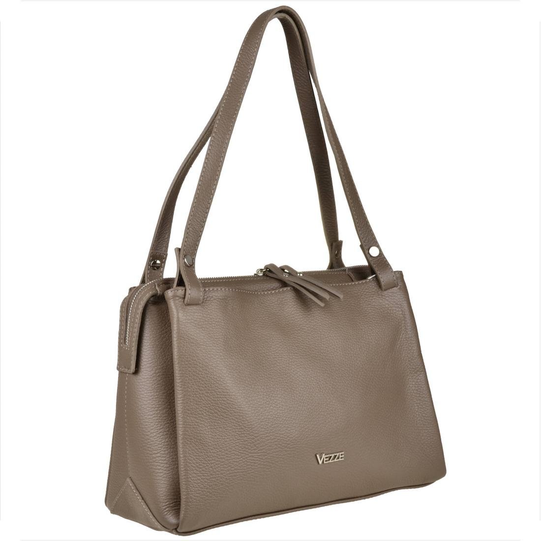 Vezze włoska torba skórzana shopper bag taupe brąz