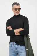 Swetry męskie - Calvin Klein sweter wełniany męski kolor czarny lekki z półgolfem - miniaturka - grafika 1