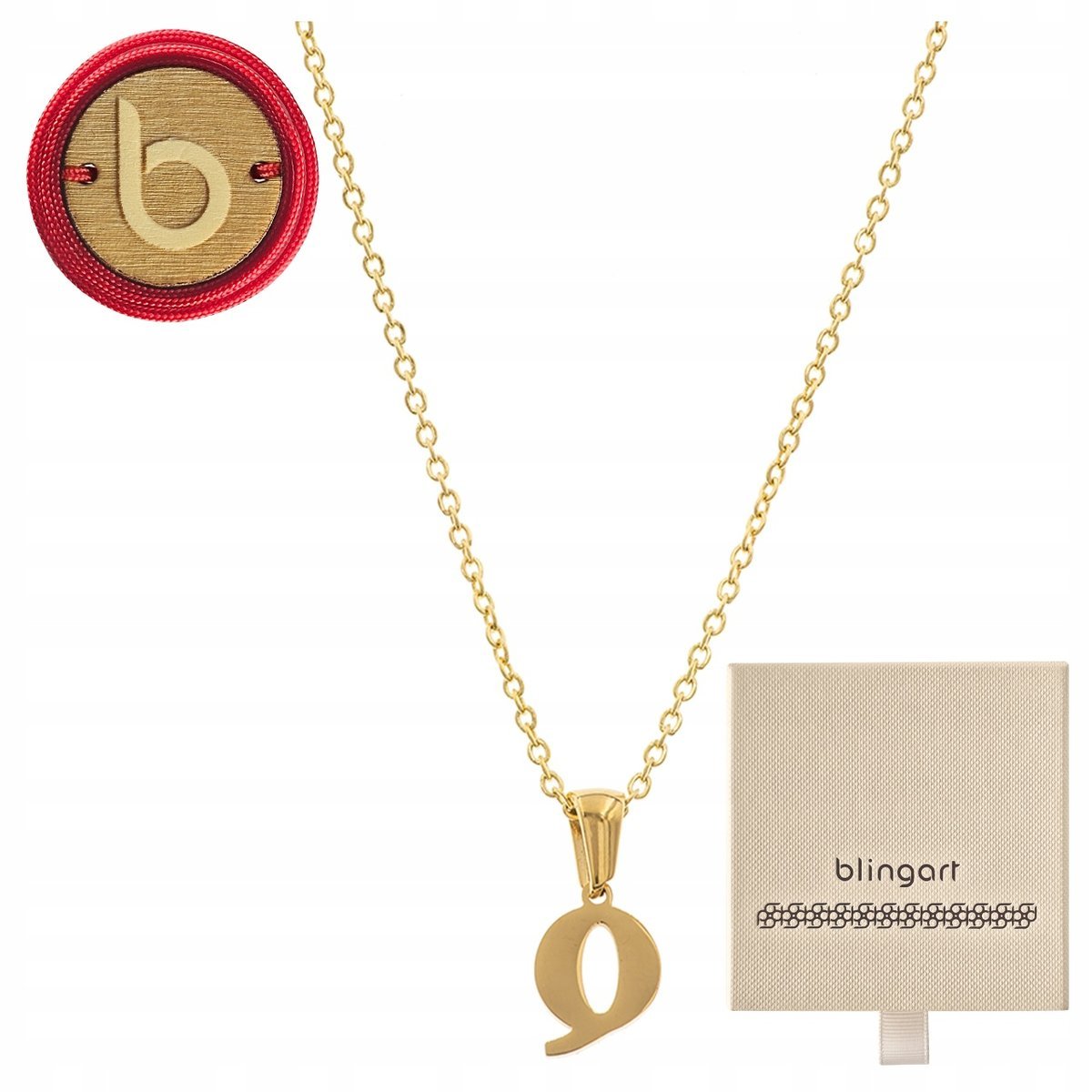 Naszyjnik damski celebrytka pozłacana LITERKA Q alfabet STAL 316L BLINGART