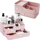 Pudełka i szkatułki - Szkatułka Organizer na kosmetyki Szuflada na biżuterię Xl Różowy - miniaturka - grafika 1