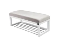 Ławki do przedpokoju - Ławka na buty LPG-4 105cm EMRAWOOD drewno lite kolor biały siedzisko gładkie kolor srebrny - miniaturka - grafika 1