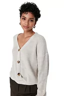 Swetry damskie - Trendyol Damski standardowy standardowy kardigan z dzianiny z dekoltem w serek, BEŻOWY, L - miniaturka - grafika 1
