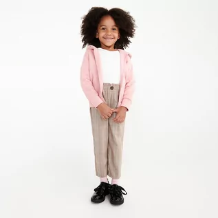 Spodnie i spodenki dla dziewczynek - Reserved - Spodnie paperbag w kratę - Beżowy - grafika 1