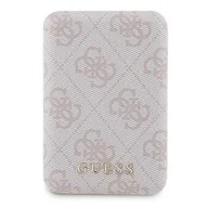 Powerbanki - Guess Powerbank indukcyjny 15W GUPB5FP4EMGP 5000mAh różowy/pink 4G Leather Metal Logo MagSafe - miniaturka - grafika 1