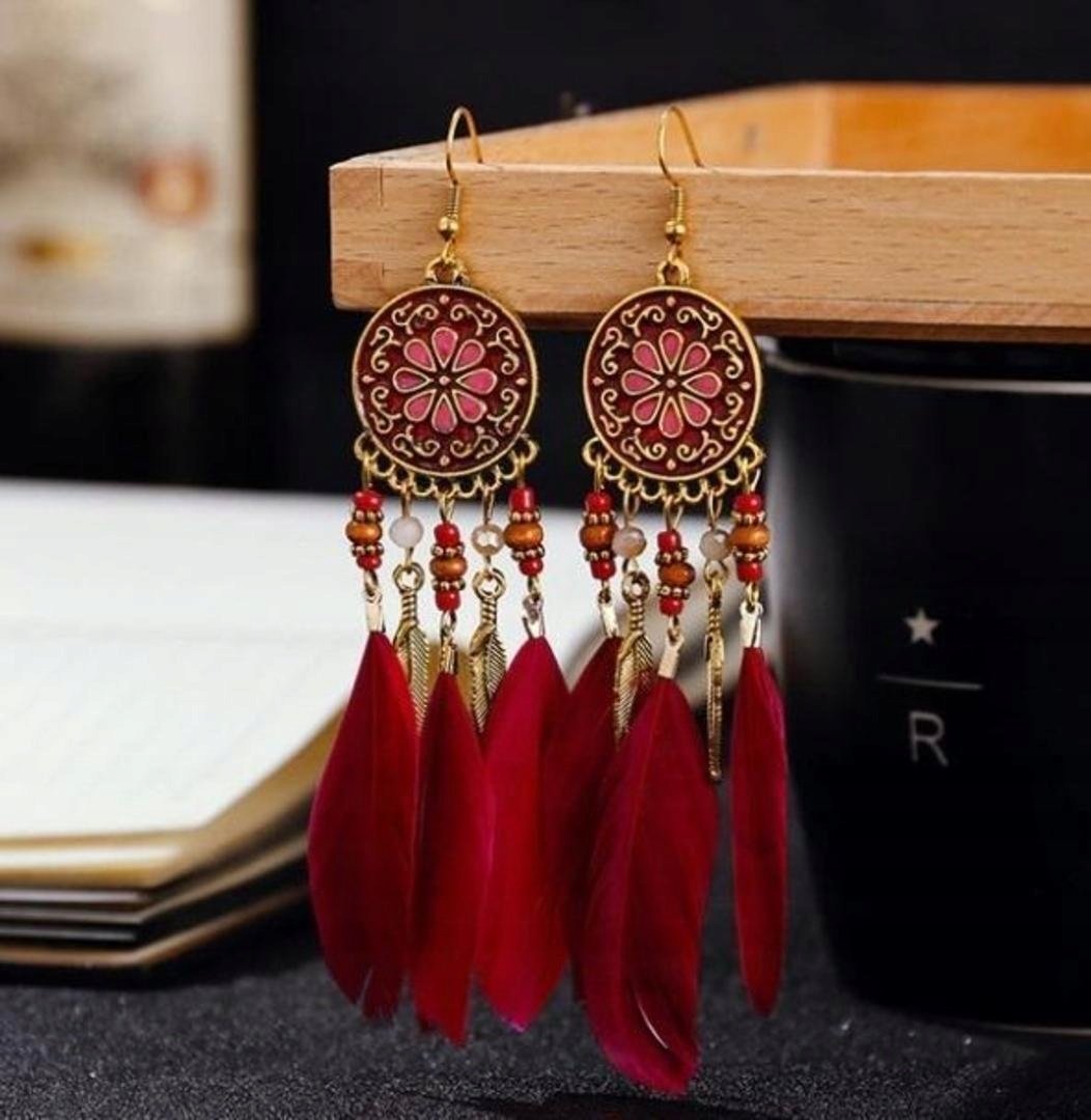 KOLCZYKI ZWISAJĄCE BOHO DŁUGIE PIÓRA! POLECAM!