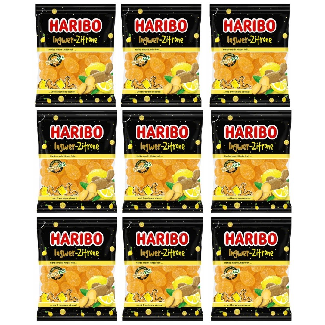 Haribo Ingwer Zitrone 9x160g - Niemieckie Żelki Cytrynowo-Imbirowe Wysokiej Jakości