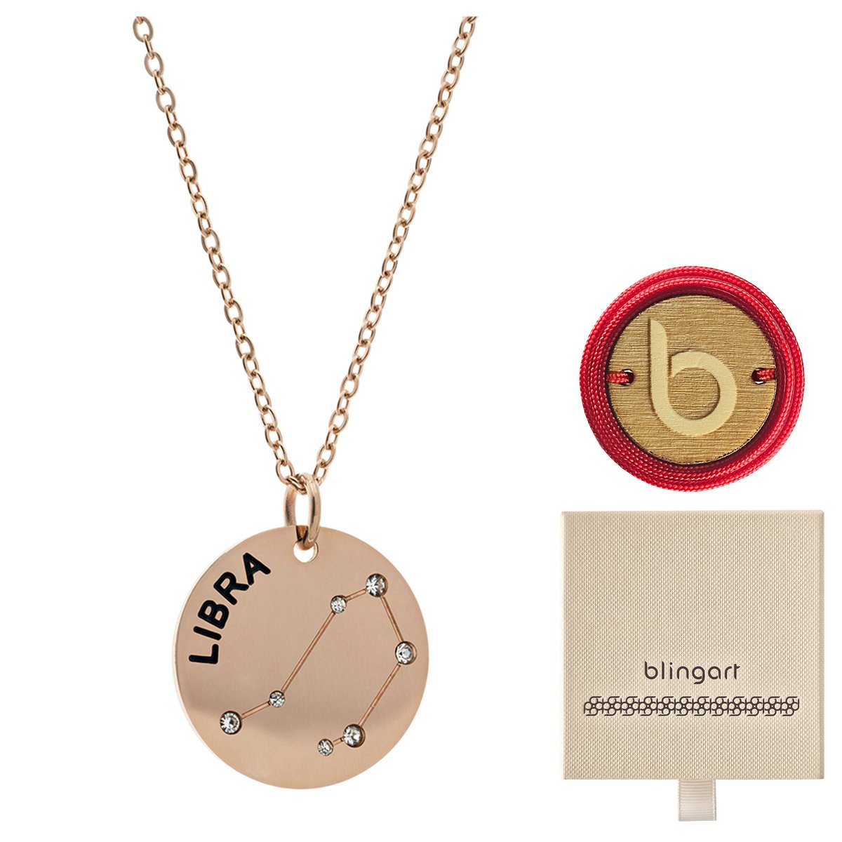 Naszyjnik damski pozłacany znak zodiaku waga stal chirurgiczna BLINGART