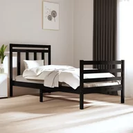 Łóżka - Lumarko Rama łóżka, czarna, lite drewno, 90x200 cm - miniaturka - grafika 1