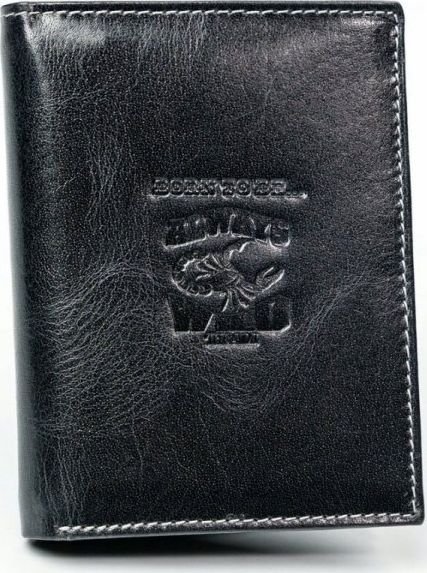 Always Wild Poziomy, codzienny portfel męski ze skóry naturalnej, tłoczenie Always Wild