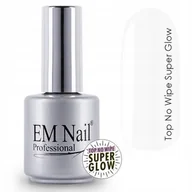 Utwardzacze do paznokci - EM Nail, Lakier hybrydowy Top No Wipe Super Glow, 15 ml - miniaturka - grafika 1
