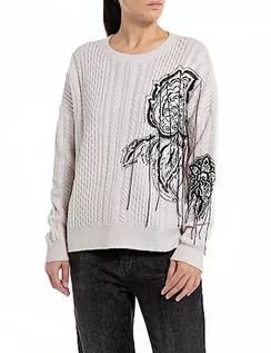 Swetry damskie - Replay Sweter damski z krótkim rękawem, 003 Pale Pink, L - grafika 1