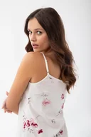 Bielizna nocna - Koszula damska LUNA kod 276 ecru w kwiaty regulowane ramiączka XL - miniaturka - grafika 1