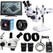 Mikroskopy i lupy - Mikroskop Optyczny Stereoskopowy Techrebal 10HW Regulowane Oświetlenie 56x LED Soczewka 0,5 Kamera T250 Wyświetlacz 10 cali - miniaturka - grafika 1