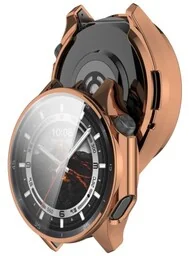 Bizon Etui z osłoną ekranu Case Watch Felipe do OnePlus Watch 3 / Oppo Watch X2, różowozłote - Akcesoria do smartwatchy - miniaturka - grafika 1