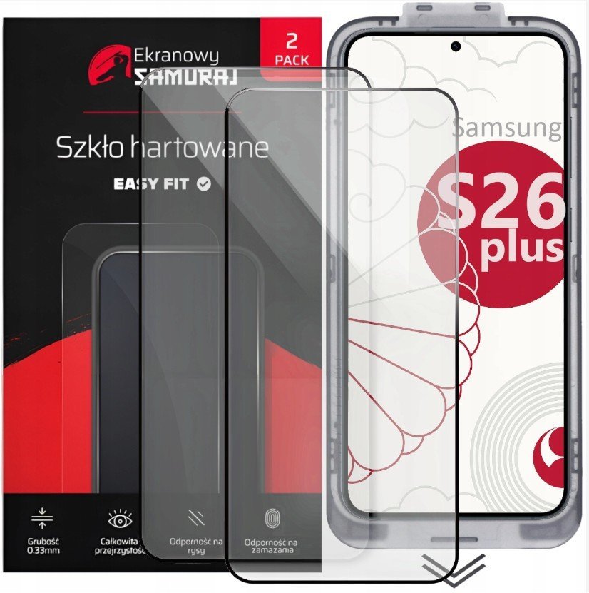 Szkło Hartowane 9H do Samsung Galaxy S26+ 2szt + ramka montażowa