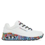 Sneakersy damskie - Sneakersy Skechers Skechers Uno - Ravaged Love 177918/WMLT Biały - miniaturka - grafika 1