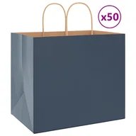 Zestawy upominkowe - vidaXL Torby papierowe 50 szt. z uchwytami Niebieskie 32x22x28 cm - miniaturka - grafika 1