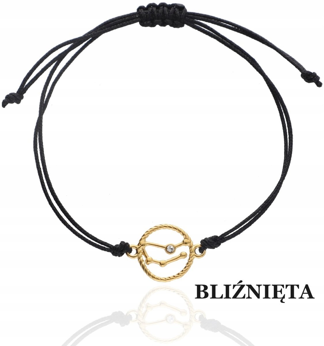 ZŁOTA bransoletka sznurkowa BLIŹNIĘTA znak zodiaku srebro 925 kolory