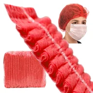 Akcesoria medyczne - Czepek jednorazowy czerwony clip flizelina 12g 100szt - miniaturka - grafika 1