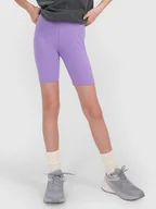 Legginsy - 4F Legginsy kolarki dzianinowe dziewczęce 4FJWSS25TSTIF014-51S Fioletowy Roz. 140 - miniaturka - grafika 1