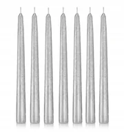 Świece - Świece stołowe stożek kokon 24 cm szt. 12 srebrne - miniaturka - grafika 1