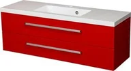 Szafki łazienkowe - Szafka łazienkowa czerwona 120cm FOKUS z umywalką - miniaturka - grafika 1