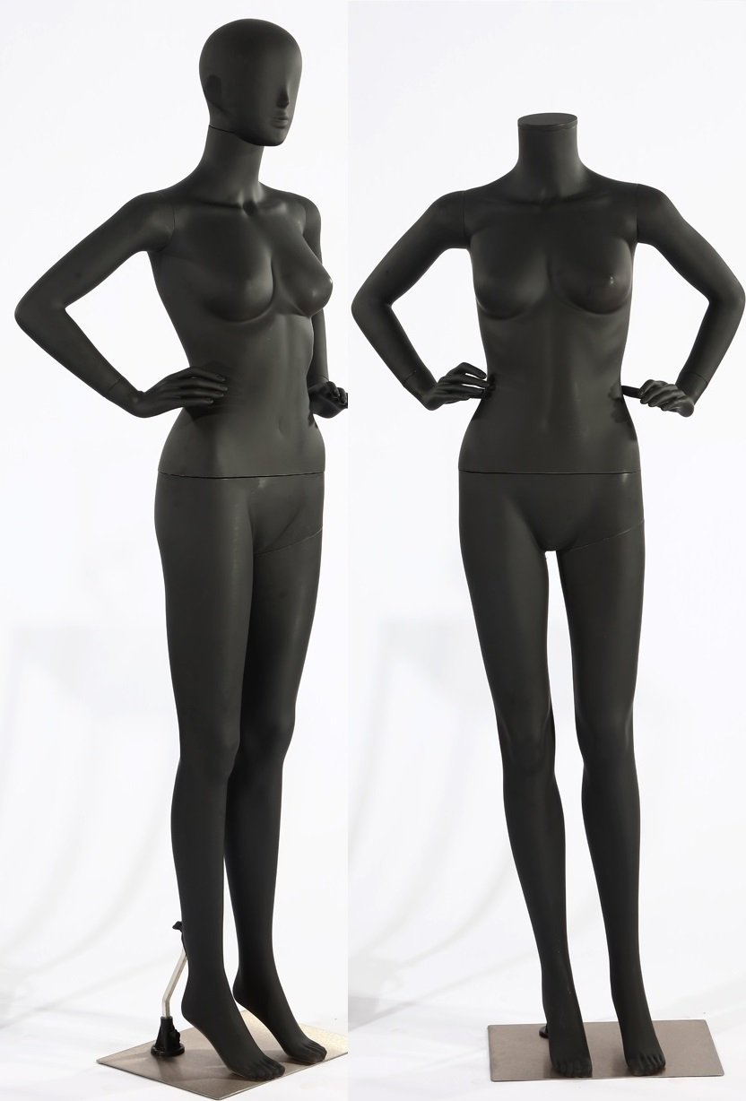 manekin damski LF2-8 abstrakcyjny czarny matowy lakierowany manekin w kolorze czarnym nos i usta formowana metalowa płyta manekin damski
