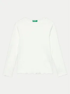 United Colors Of Benetton Bluzka 3F1AC10LI Biały Slim Fit - Bluzki damskie - miniaturka - grafika 1