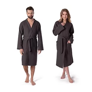 Möve Kimono Homewear szlafrok z waflowego materiału pique, szary, M 276120663843_M - Szlafroki damskie - miniaturka - grafika 1