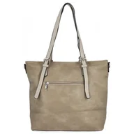 Torebki damskie - Uniwersalna Torebka Damska XL Shopper Bag firmy Hernan HB0213-1 Ciemno Beżowa/Beżowa - miniaturka - grafika 1