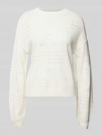 Swetry damskie - Sweter z dzianiny z haftem angielskim model ‘RIL’ - miniaturka - grafika 1