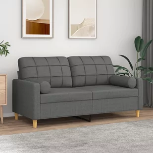 vidaXL 2-osobowa sofa z poduszkami, ciemnoszara, 140 cm, tkanina - Sofy i kanapy - miniaturka - grafika 1
