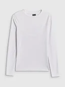 Koszulki i topy damskie - 4F Longsleeve slim gładki damski - biały XS - miniaturka - grafika 1